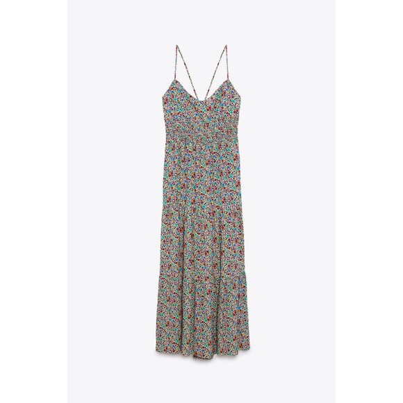 Zara Floral Print V-Neck Maxi Dress - Picture 6 of 9